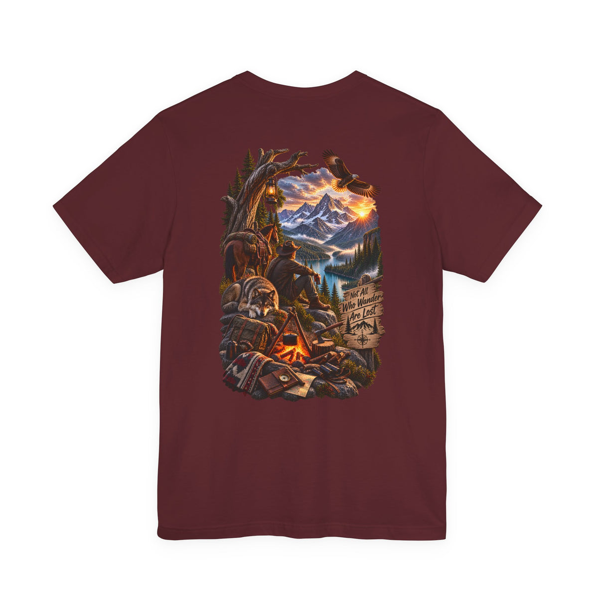 Camping Adventure T-Shirt — Mountain Campfire Scene