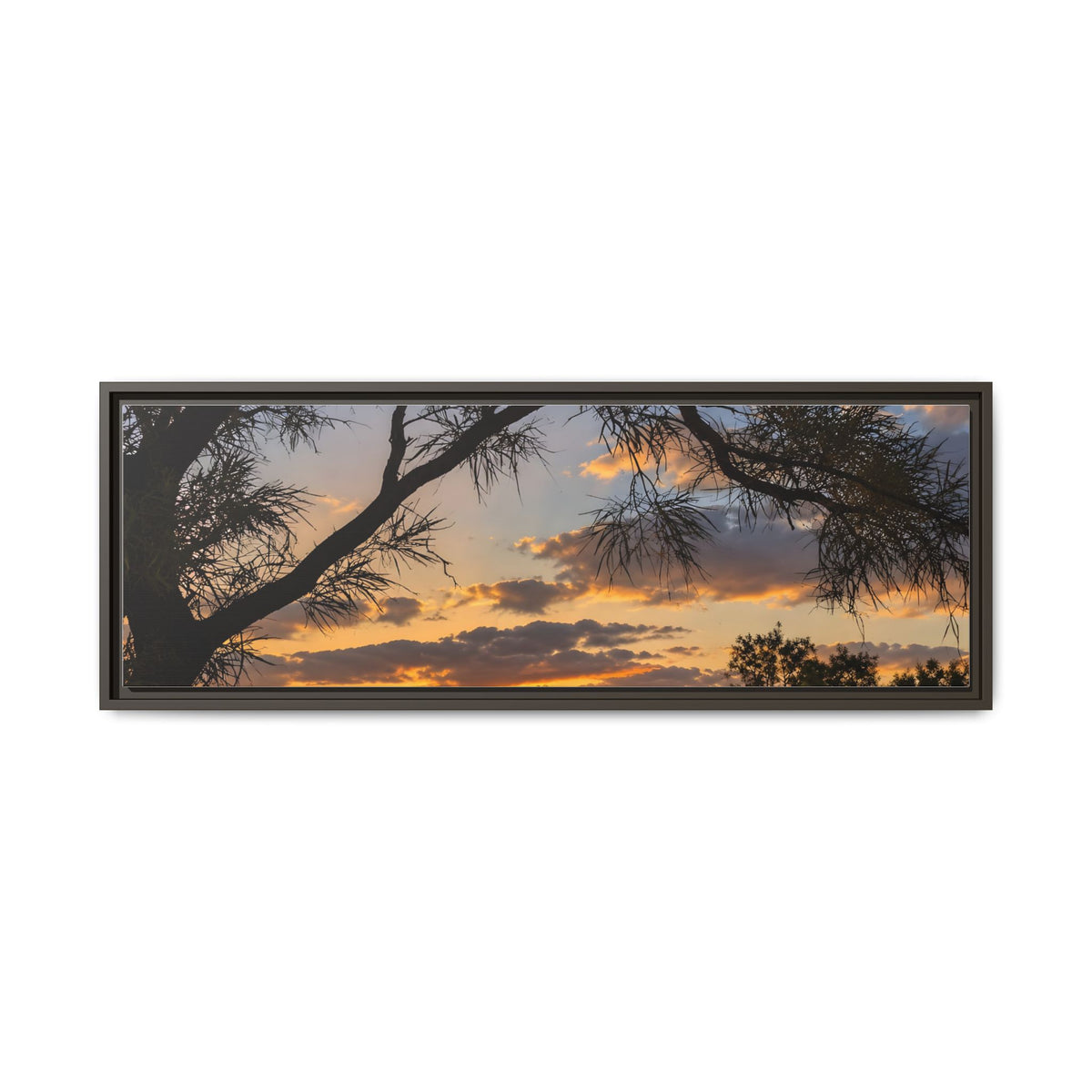 Sunset Silhouette Matte Canvas Print — Framed Landscape Wall Art