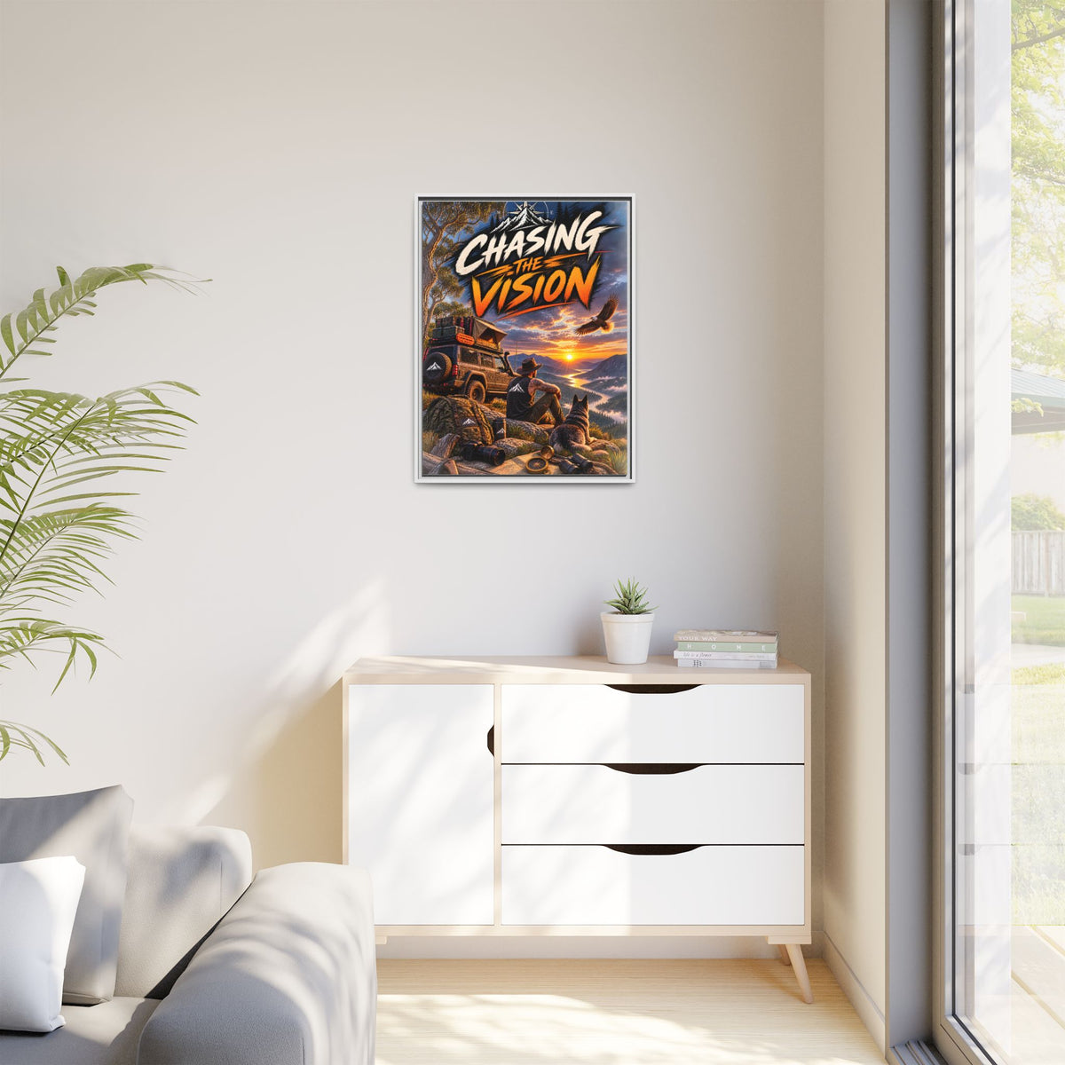 Chasing the Vision Matte Canvas Print (Framed) — Adventure Landscape Wall Art