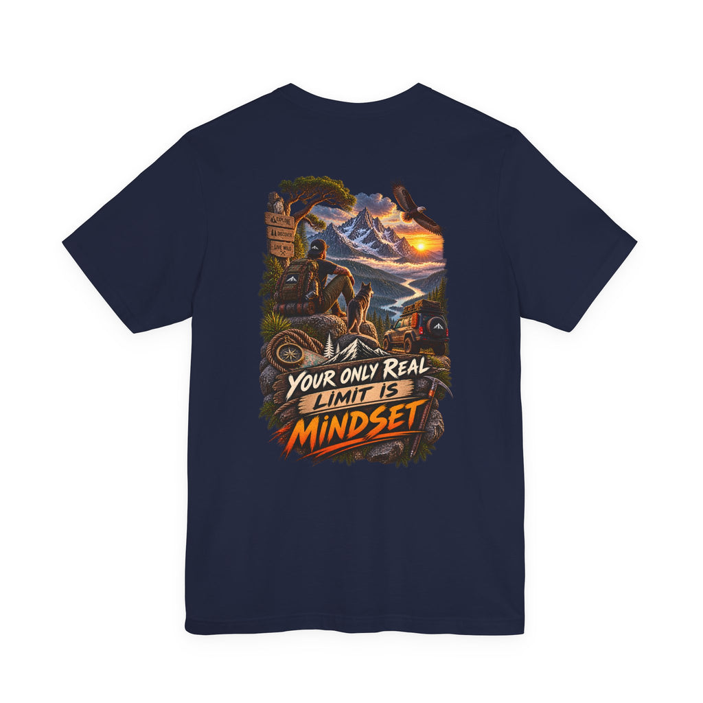 T-shirt graphique Mindset Adventure — T-shirt de motivation « Votre seule vraie limite est votre état d'esprit » avec motif de montagne