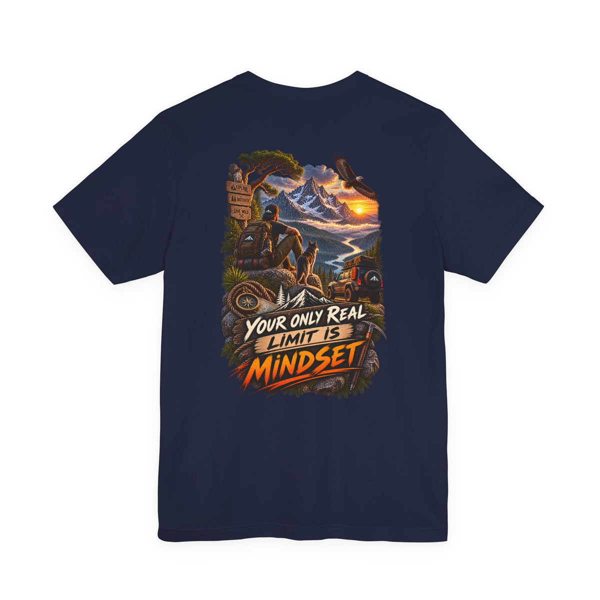 Mindset Adventure Graphic Tee — "Your Only Real Limit Is Mindset" Motivational Mountain T‑Shirt