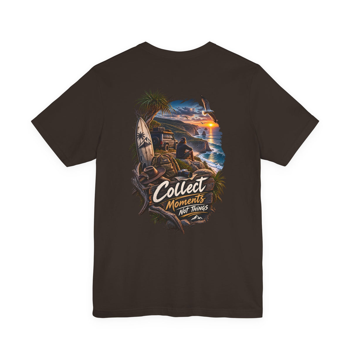 T-Shirt — "Collect Moments Not Things" Beach Sunset Graphic Tee