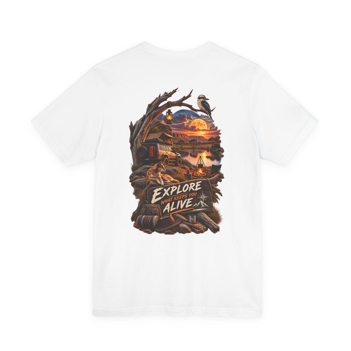 Explore Alive Adventure T-Shirt — Outdoor Camping Sunset Graphic Tee