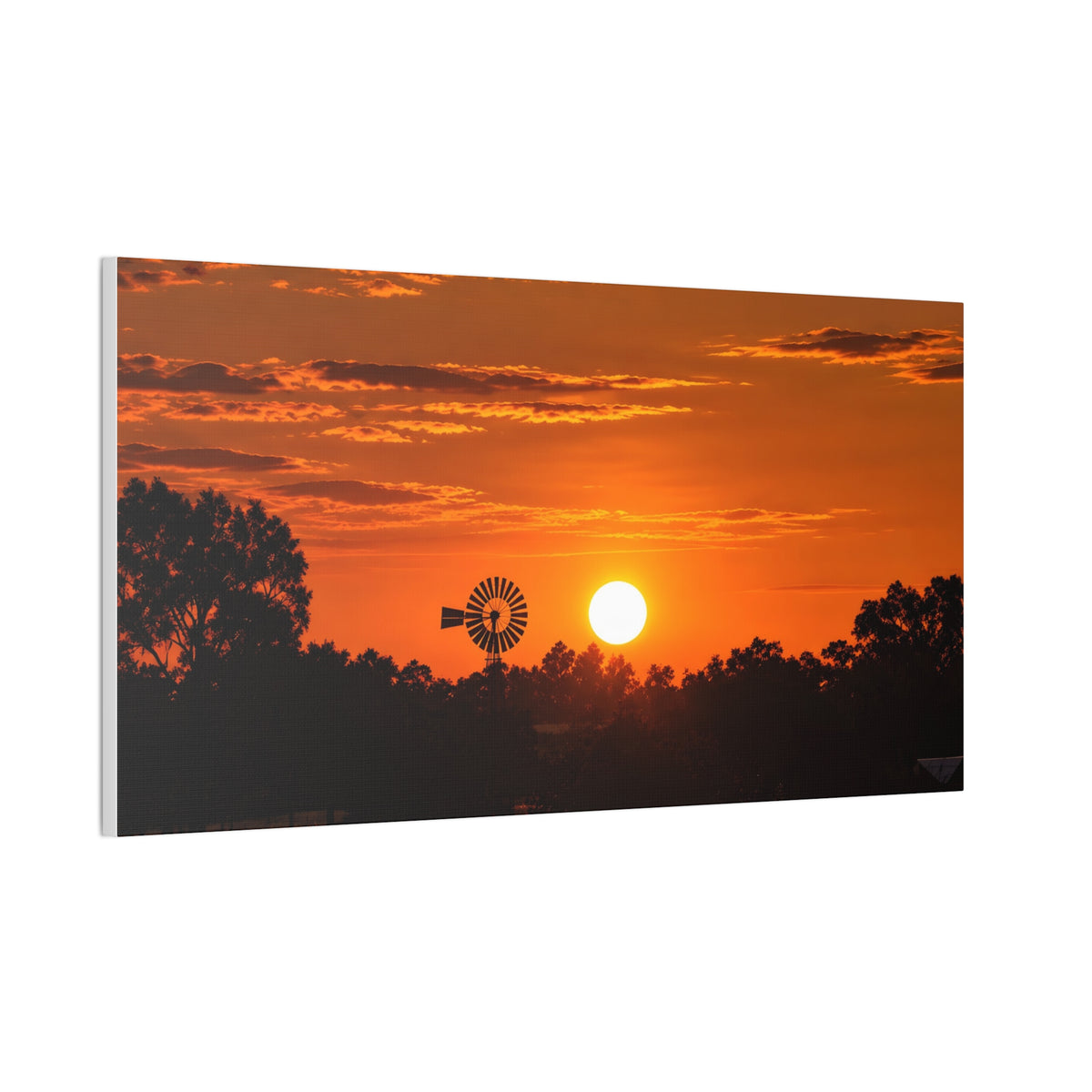 Sunset Windmill Canvas Print — Rural Farmhouse Wall Art