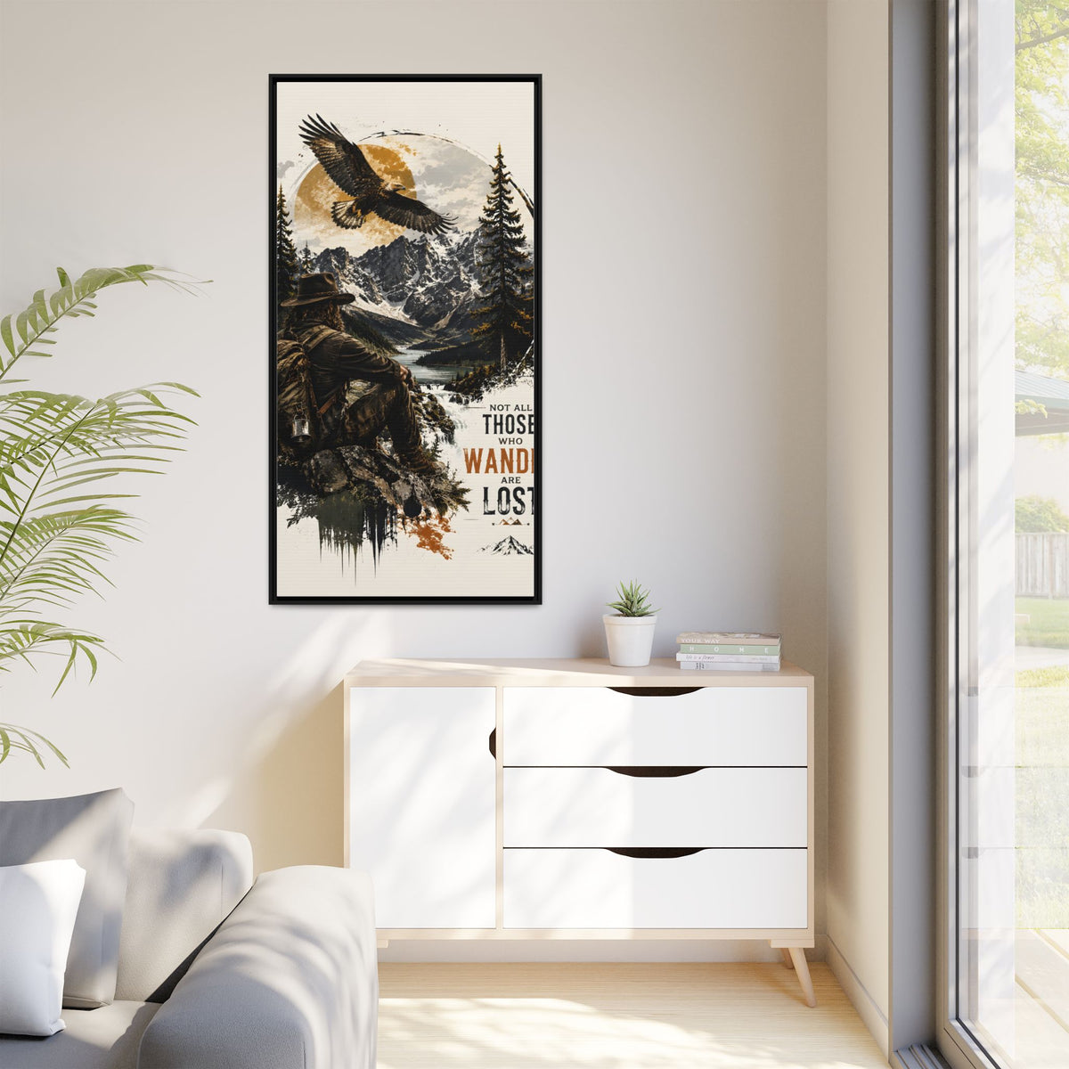 Wander Not Lost Eagle Mountain Canvas Print — Framed Matte Wall Art