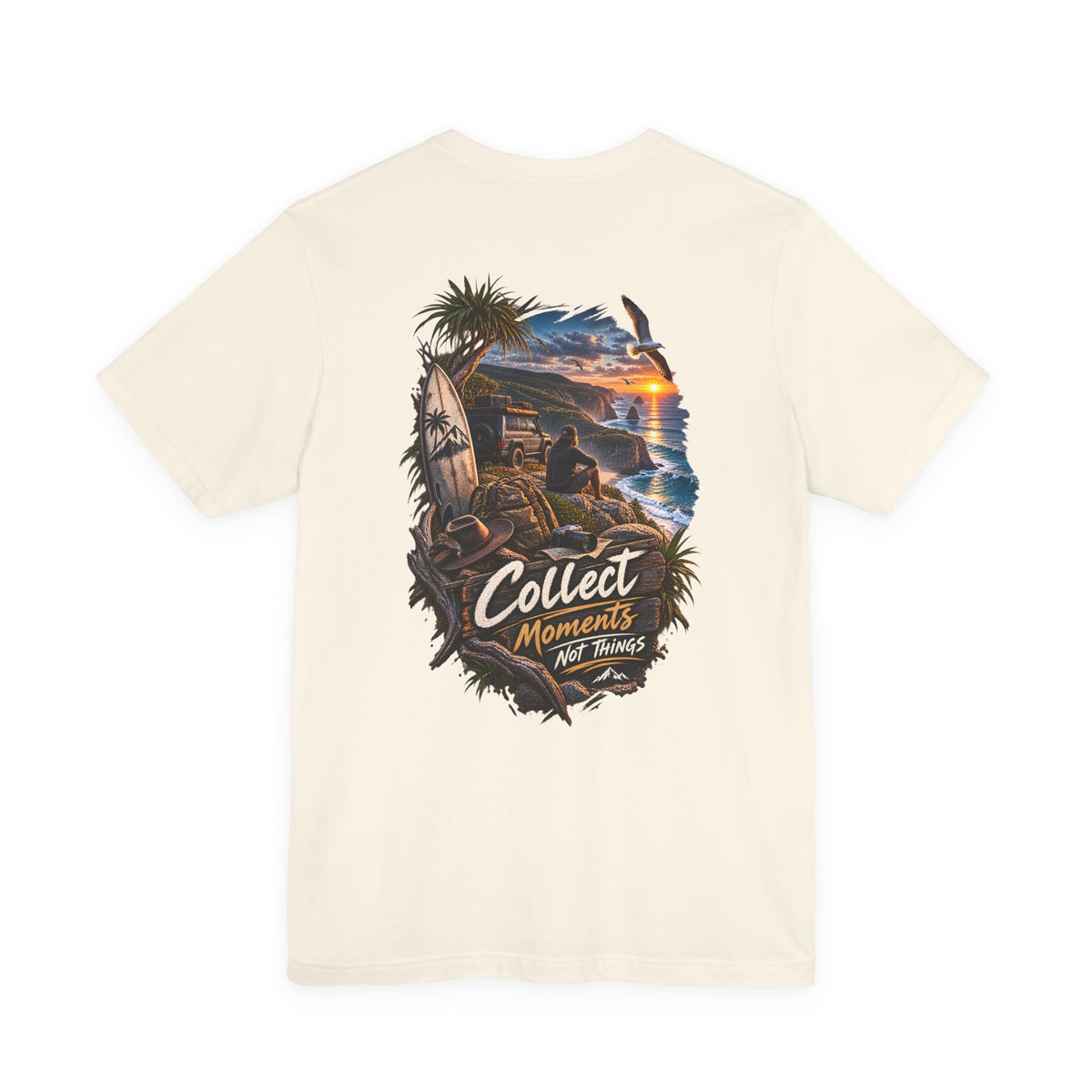 T-Shirt — "Collect Moments Not Things" Beach Sunset Graphic Tee