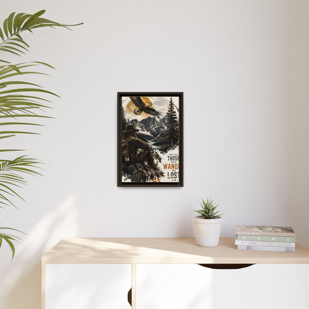 Wander Not Lost Eagle Mountain Canvas Print — Framed Matte Wall Art