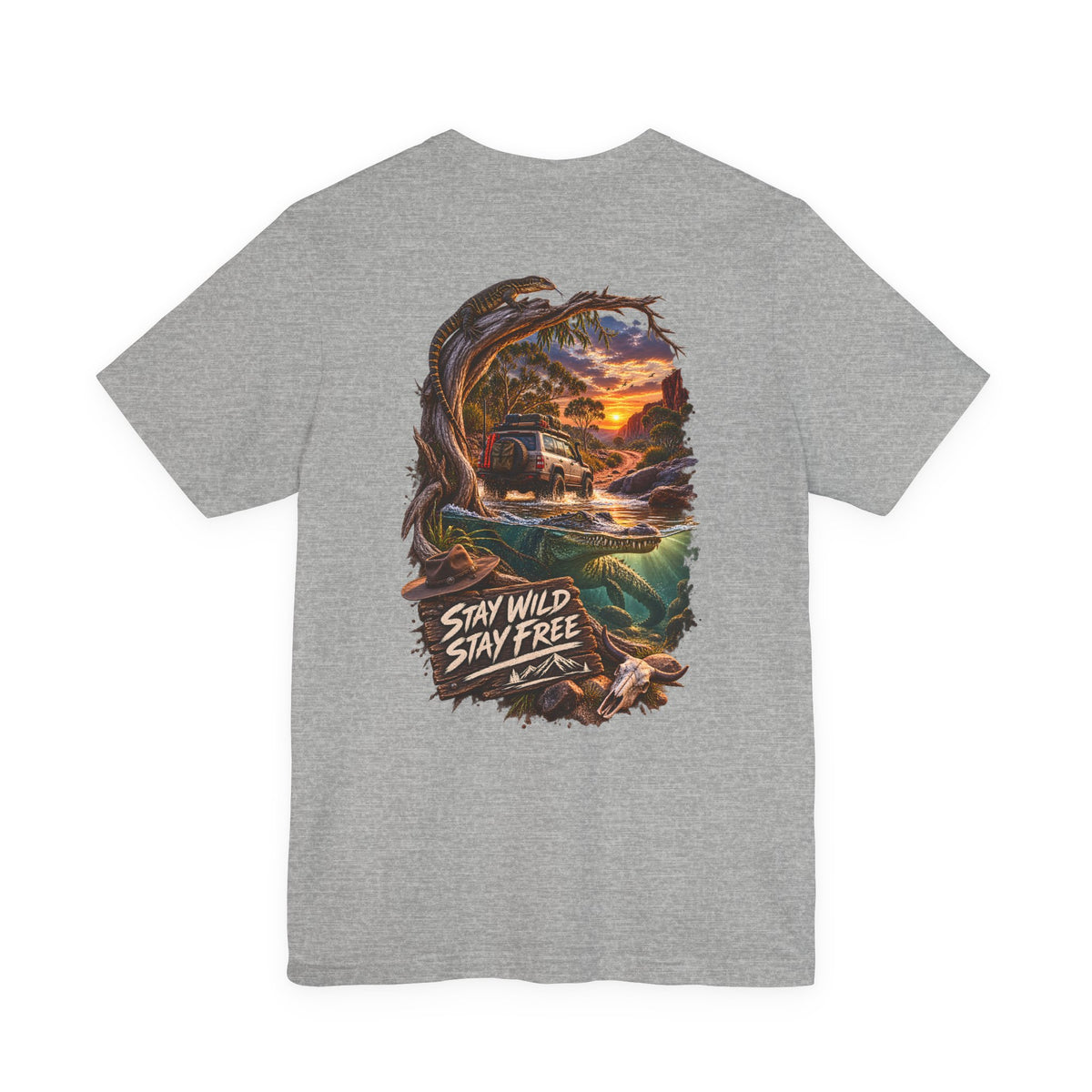 T‑Shirt — 'Stay Wild Stay Free' Sunset Canoe Adventure Graphic Tee