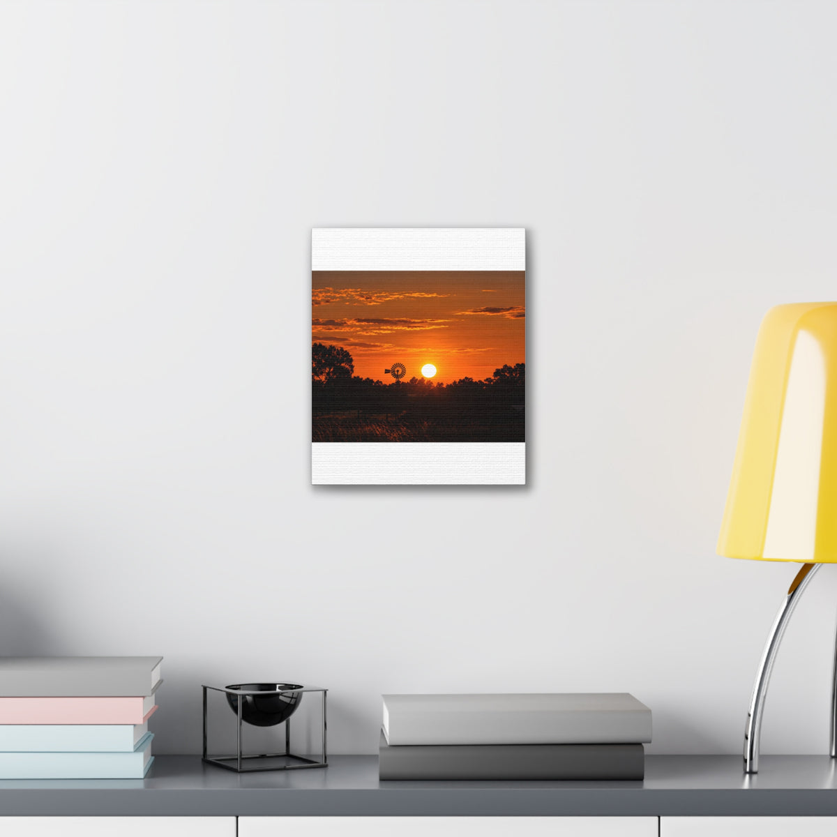 Sunset Windmill Canvas Print — Rural Farmhouse Wall Art