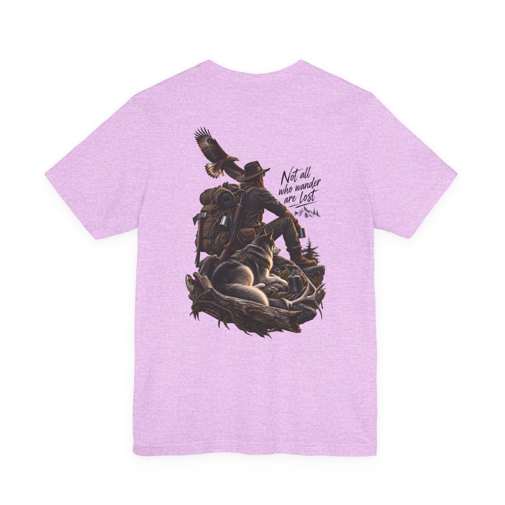 T-shirt graphique Western Adventure — Impression au dos « Not all who wander are lost »
