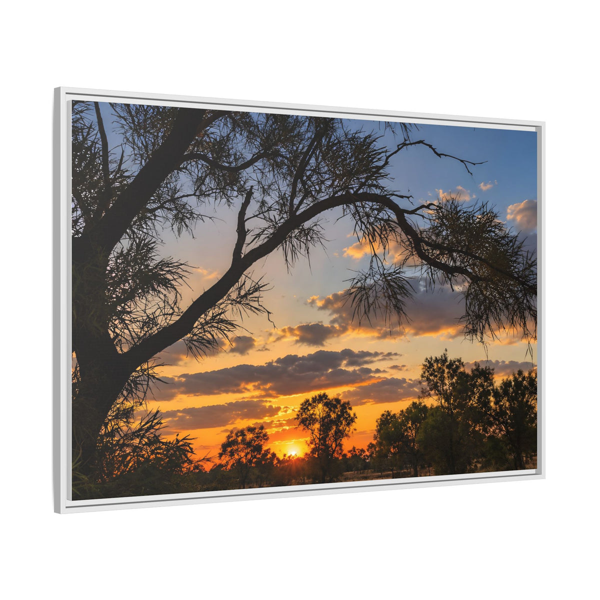 Sunset Silhouette Matte Canvas Print — Framed Landscape Wall Art