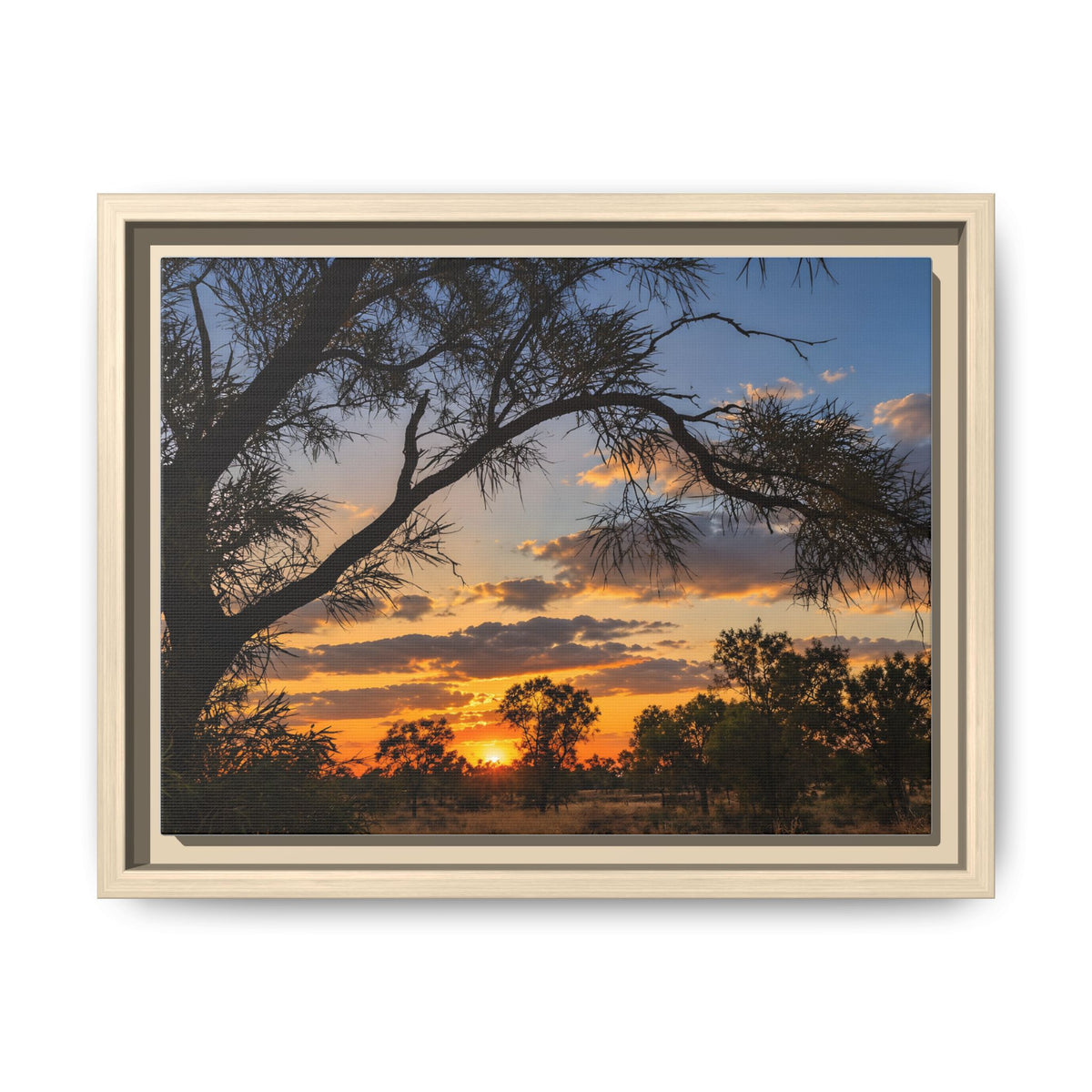 Sunset Silhouette Matte Canvas Print — Framed Landscape Wall Art