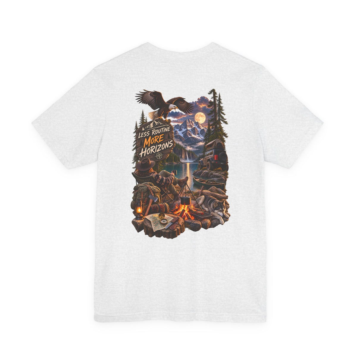 Adventure Campfire Graphic Tee — "Less Routine, More Horizons"