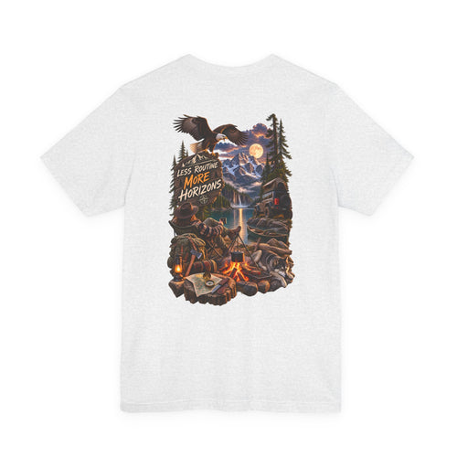 Adventure Campfire Graphic Tee — "Less Routine, More Horizons"