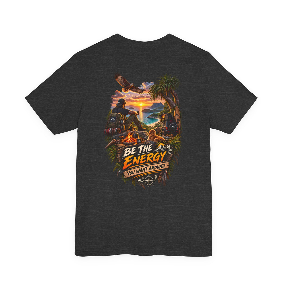 T-Shirt — "Be The Energy" Sunset Island Graphic Tee