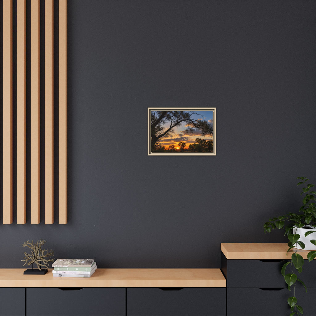 Sunset Silhouette Matte Canvas Print — Framed Landscape Wall Art