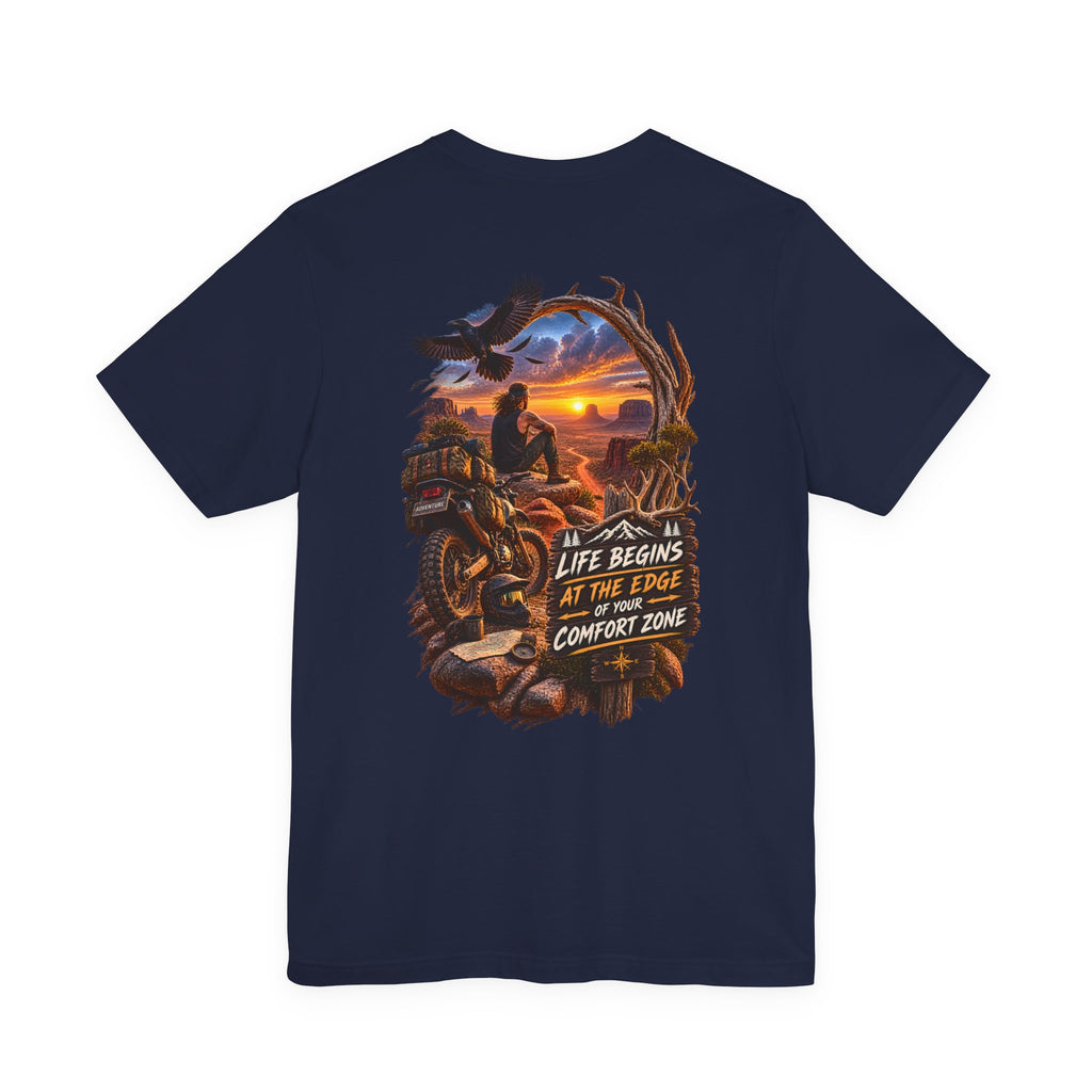 T-shirt moto aventure — « La vie commence là où s'arrête votre zone de confort »