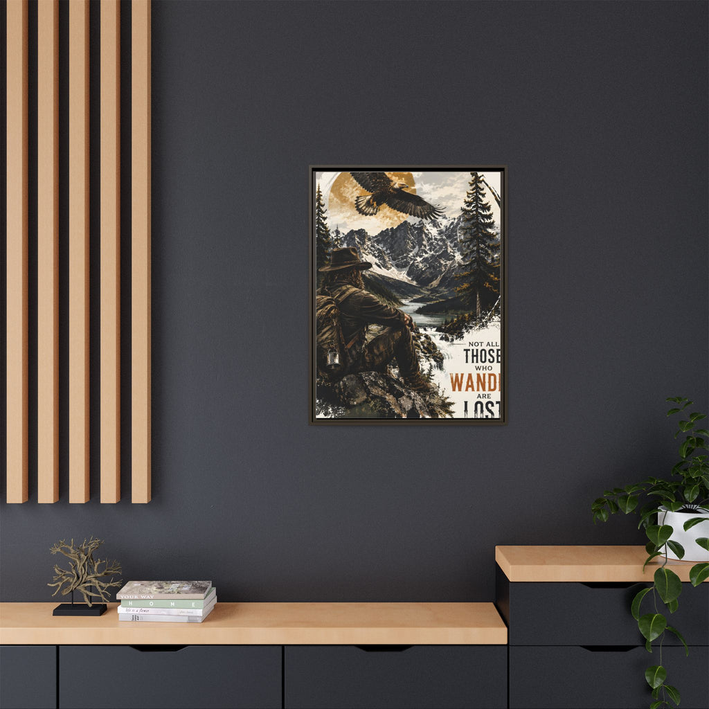 Wander Not Lost Eagle Mountain Canvas Print — Framed Matte Wall Art