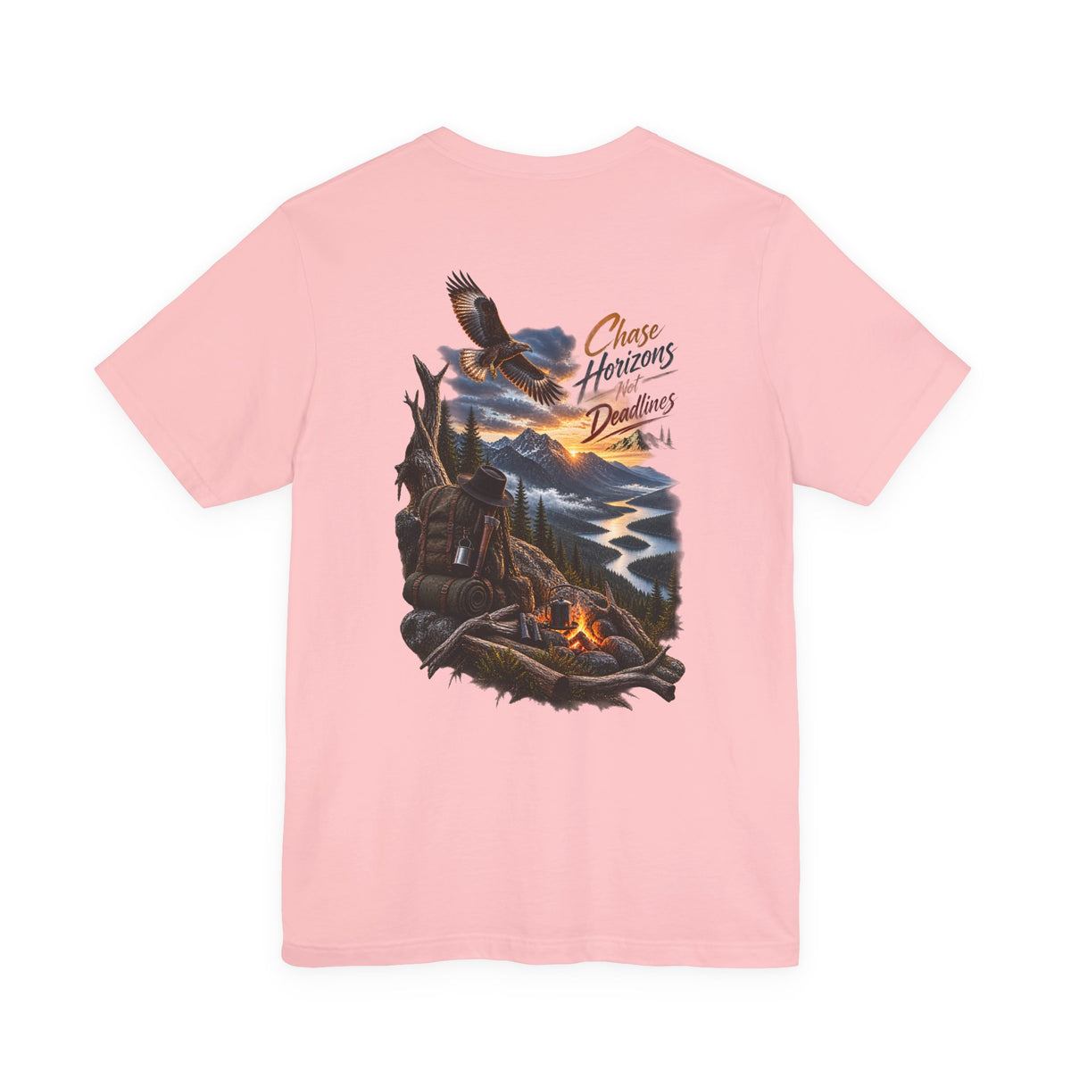 T-Shirt — 'Chase Horizons, Dream Big' Eagle Mountain Campfire Graphic Tee