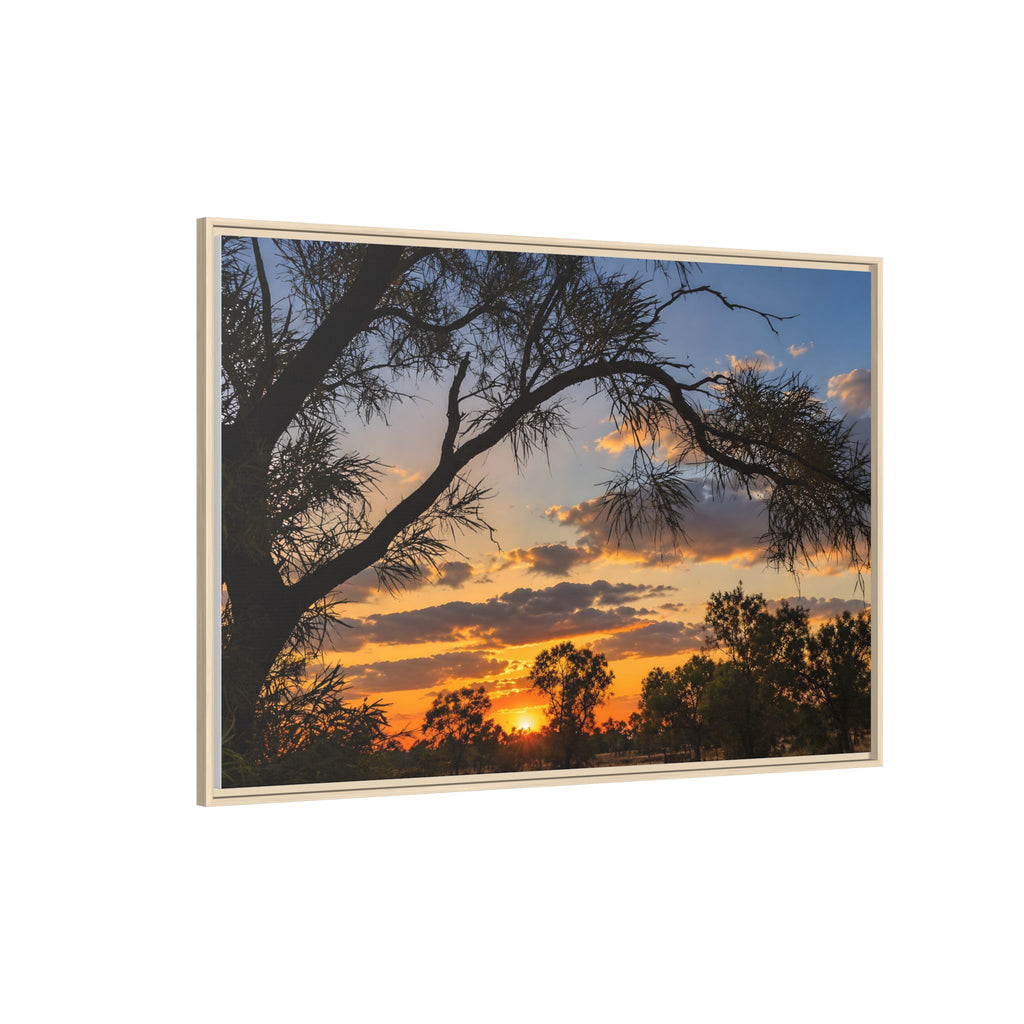 Sunset Silhouette Matte Canvas Print — Framed Landscape Wall Art