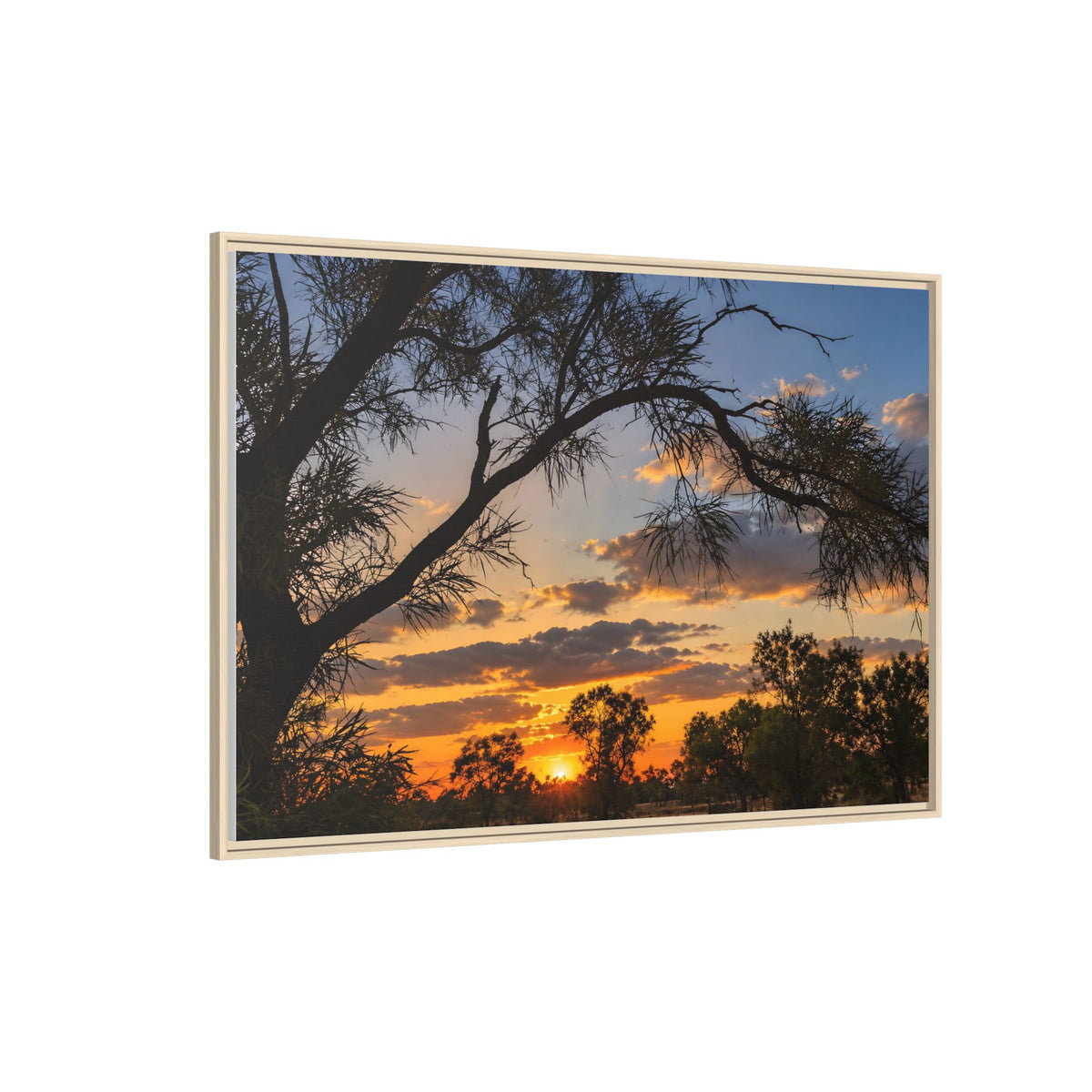 Sunset Silhouette Matte Canvas Print — Framed Landscape Wall Art