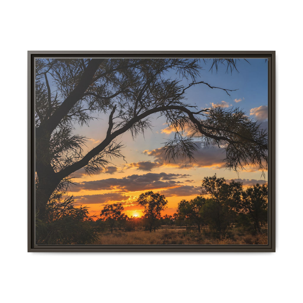 Sunset Silhouette Matte Canvas Print — Framed Landscape Wall Art
