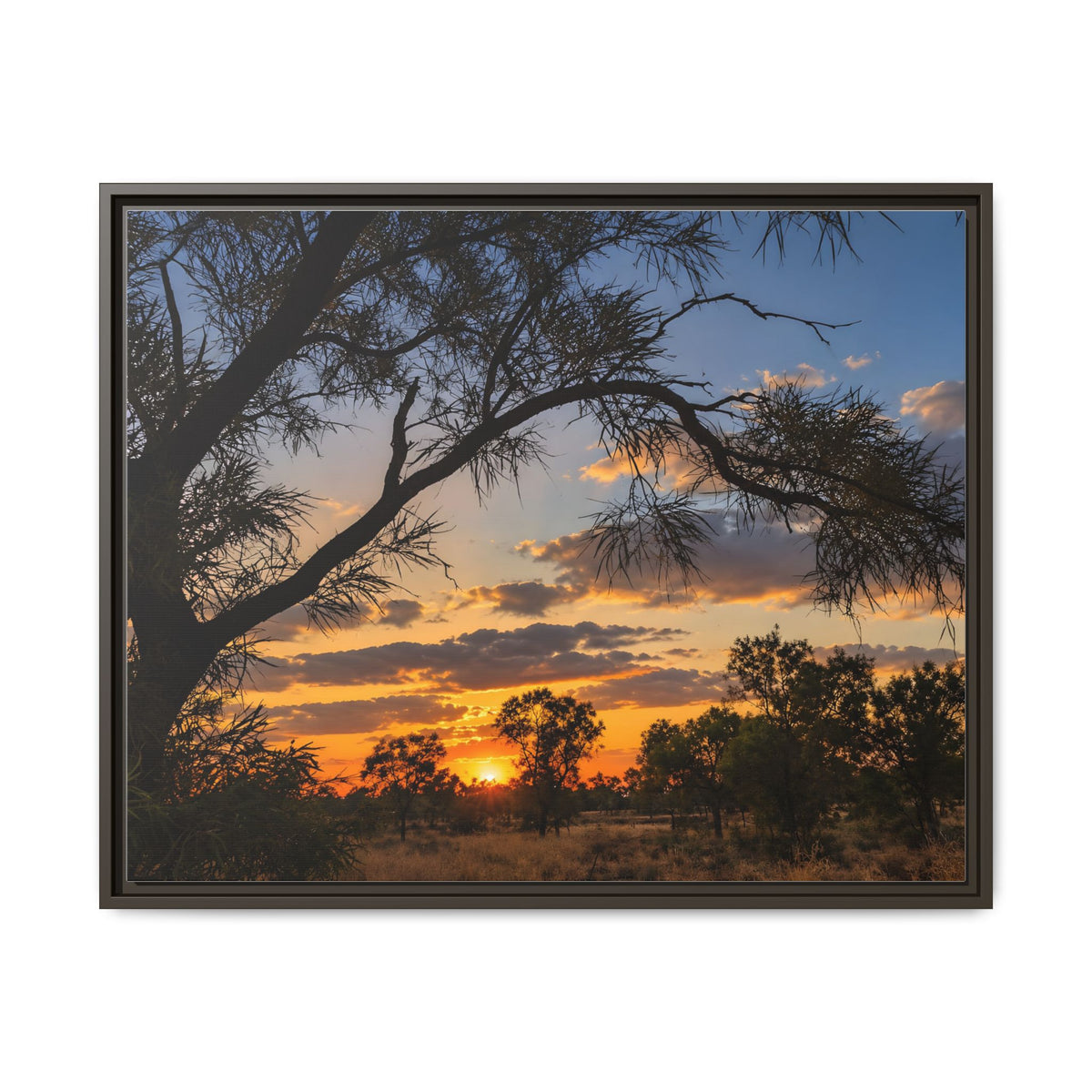 Sunset Silhouette Matte Canvas Print — Framed Landscape Wall Art