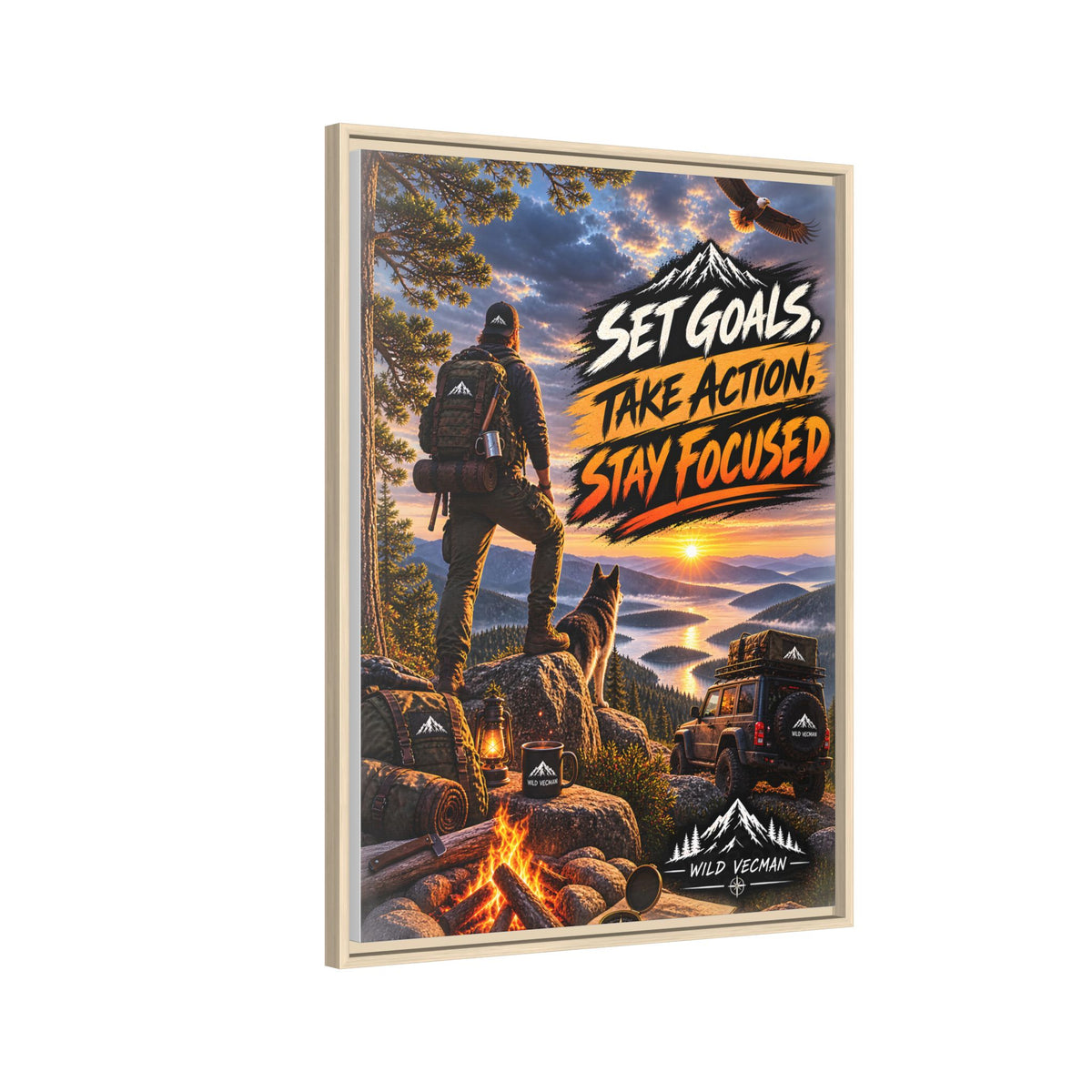 Motivational Adventure Canvas — “Set Goals, Take Action, Stay Focused”