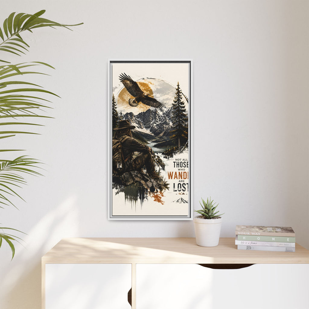 Wander Not Lost Eagle Mountain Canvas Print — Framed Matte Wall Art