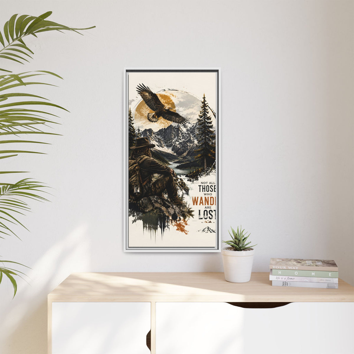 Wander Not Lost Eagle Mountain Canvas Print — Framed Matte Wall Art