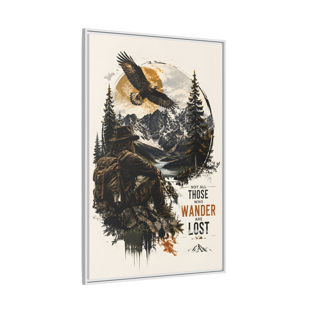 Toile encadrée « Wanderer Hiking » — Décoration murale « Not All Those Who Wander Are Lost »