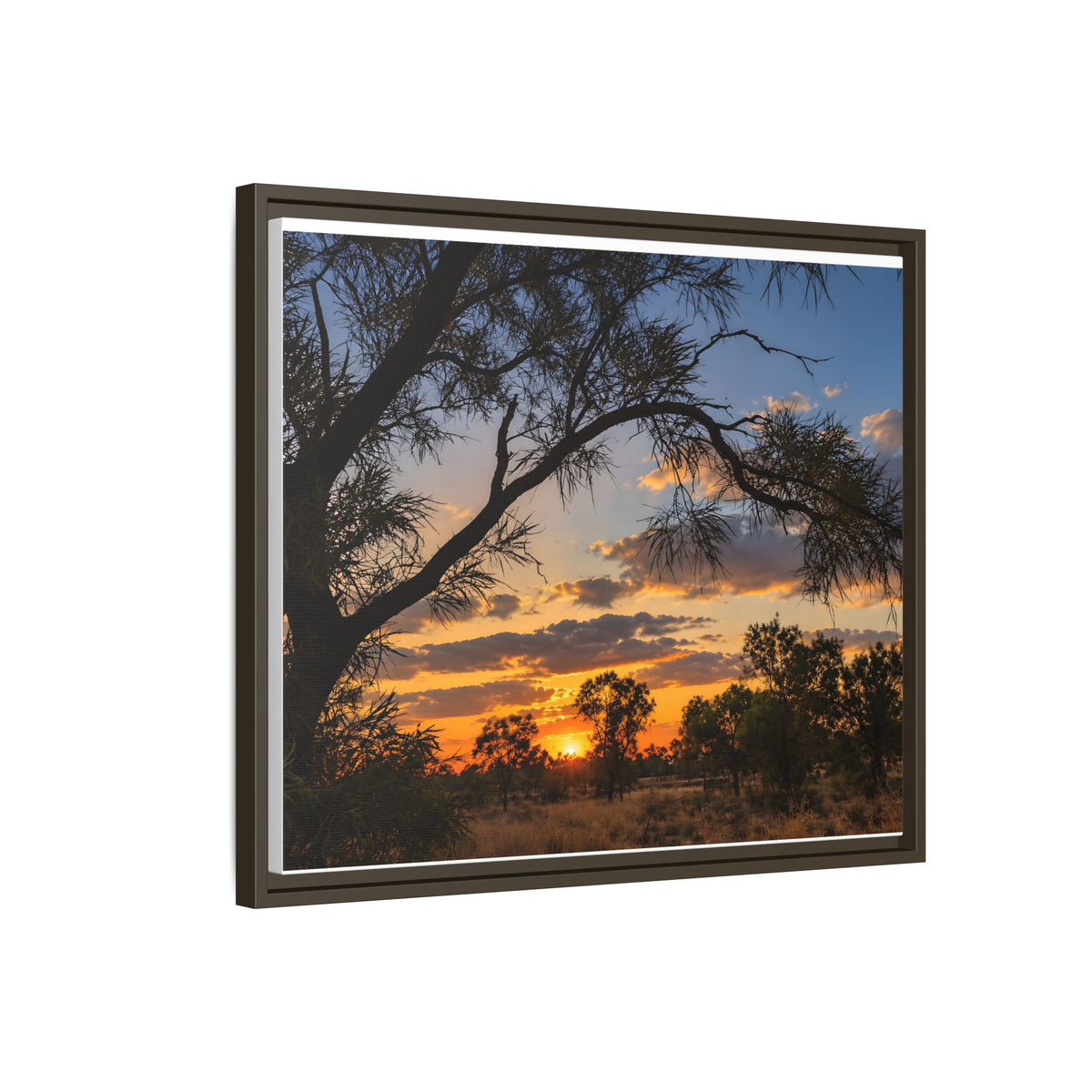 Sunset Silhouette Matte Canvas Print — Framed Landscape Wall Art