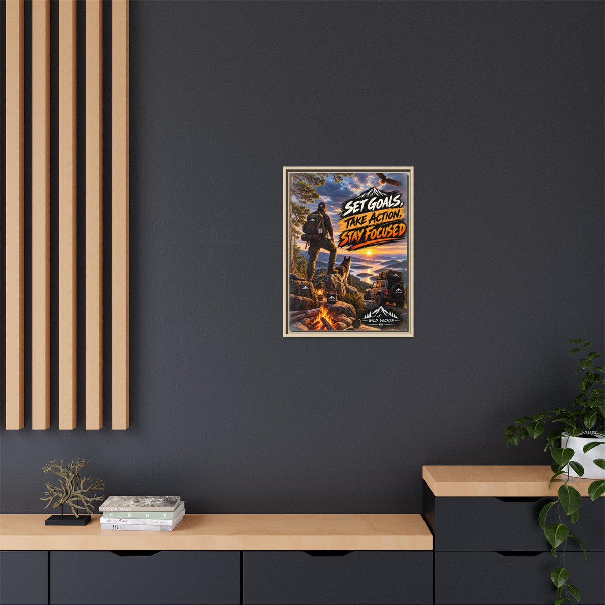 Motivational Adventure Canvas — “Set Goals, Take Action, Stay Focused”