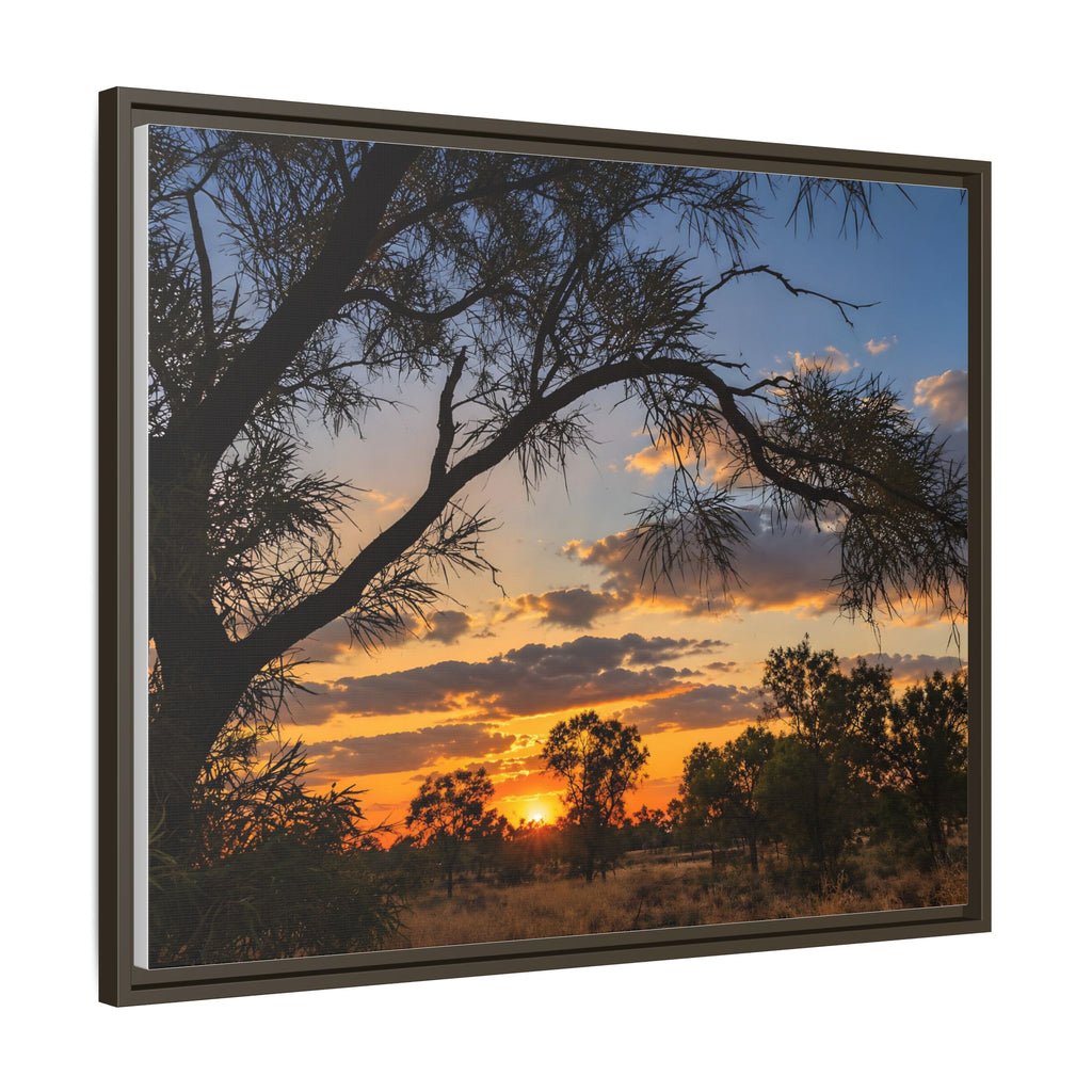 Sunset Silhouette Matte Canvas Print — Framed Landscape Wall Art