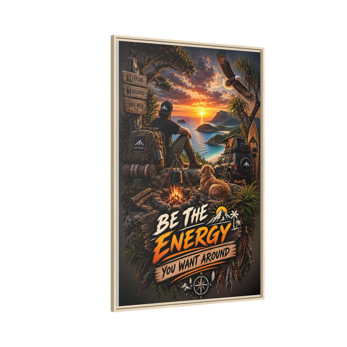 Be The Energy You Want Around - Framed Matte Canvas Wall Art