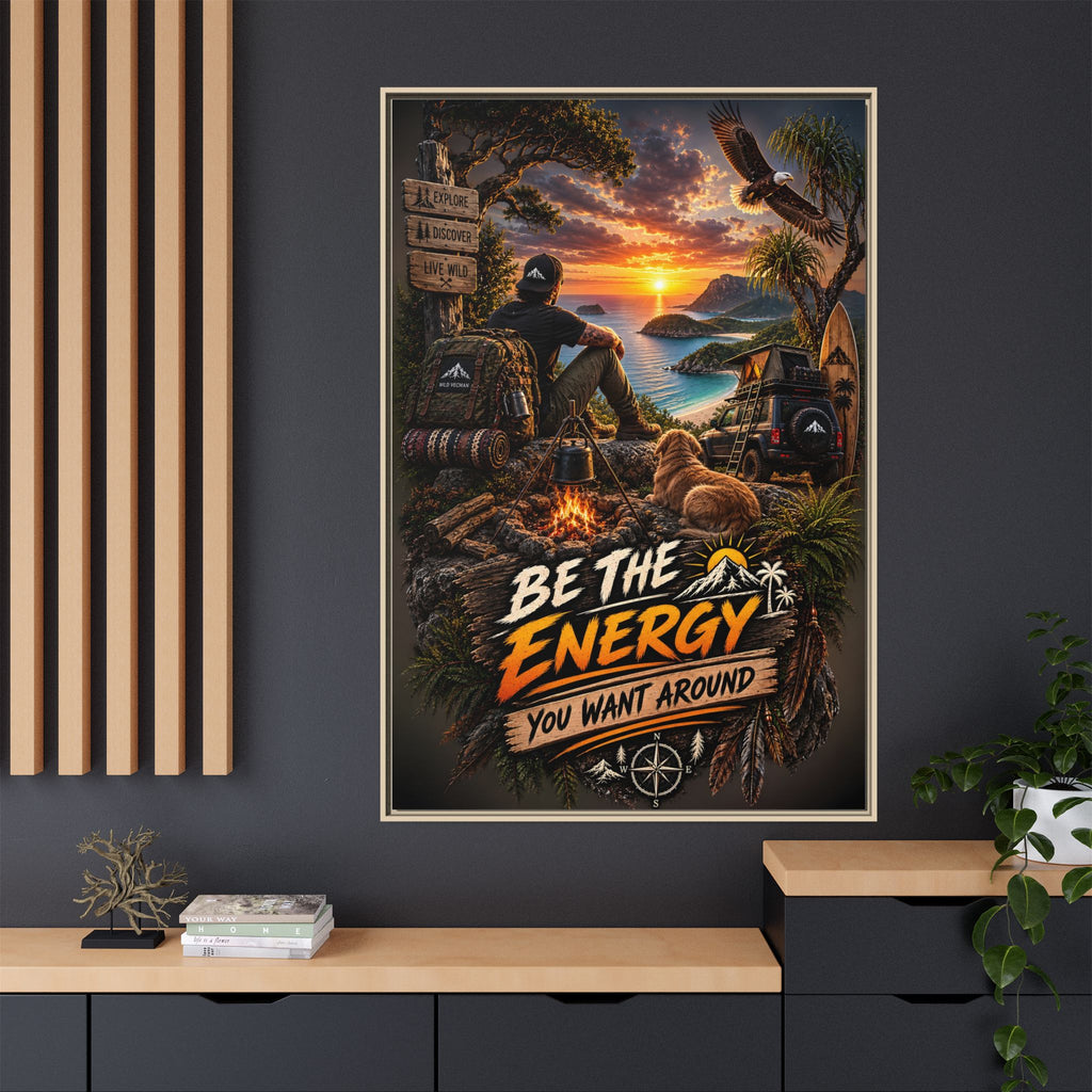 Be The Energy You Want Around - Framed Matte Canvas Wall Art