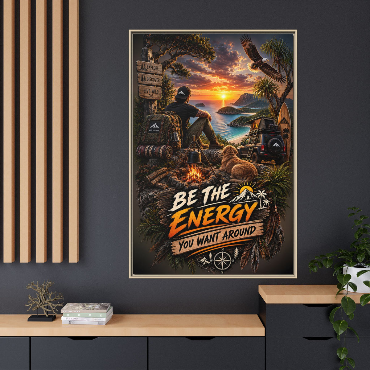 Be The Energy You Want Around - Framed Matte Canvas Wall Art