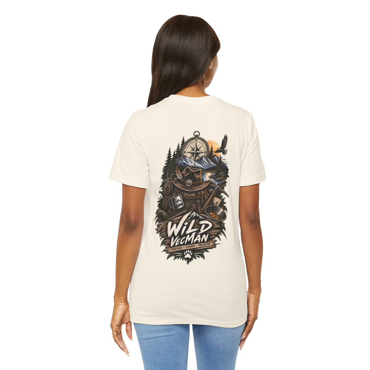 Wild Vegman Adventure T-Shirt — Outdoorsy Compass & Forest Graphic Tee