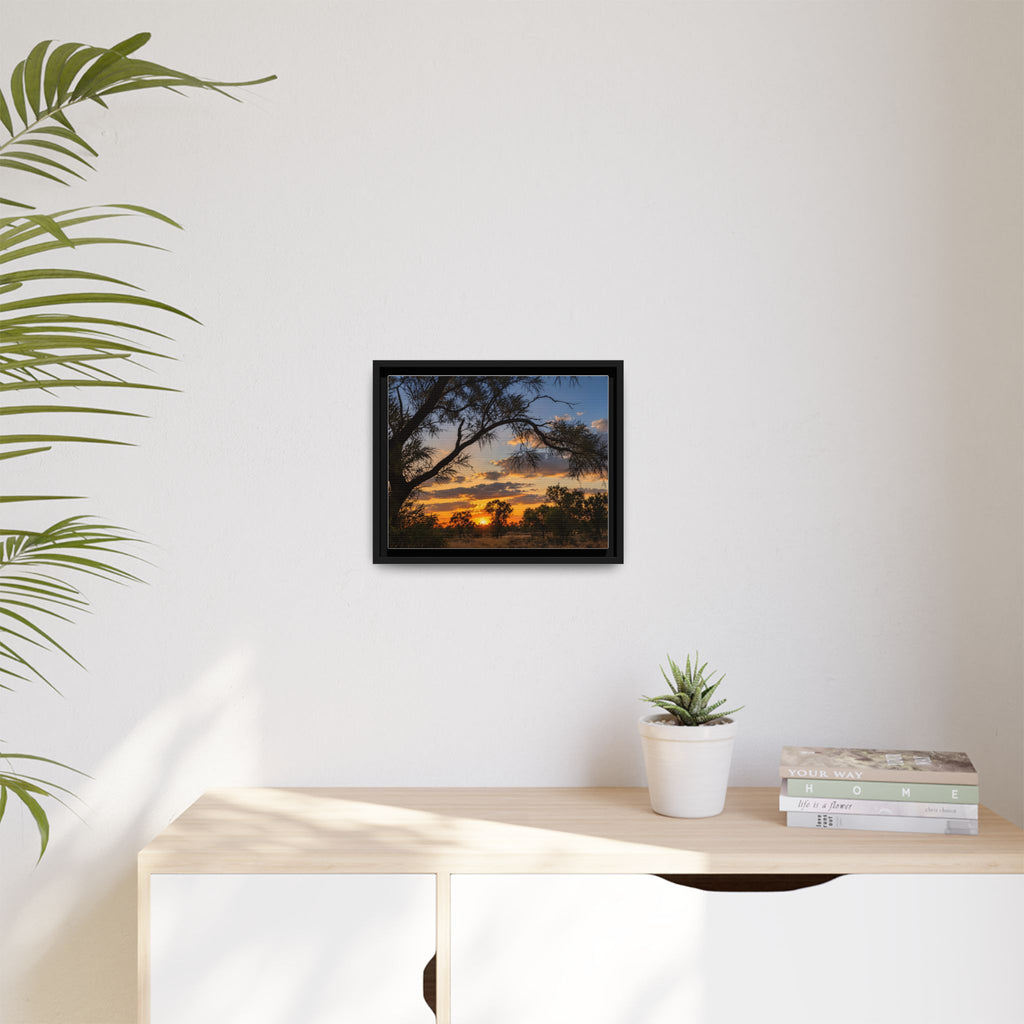 Sunset Silhouette Matte Canvas Print — Framed Landscape Wall Art