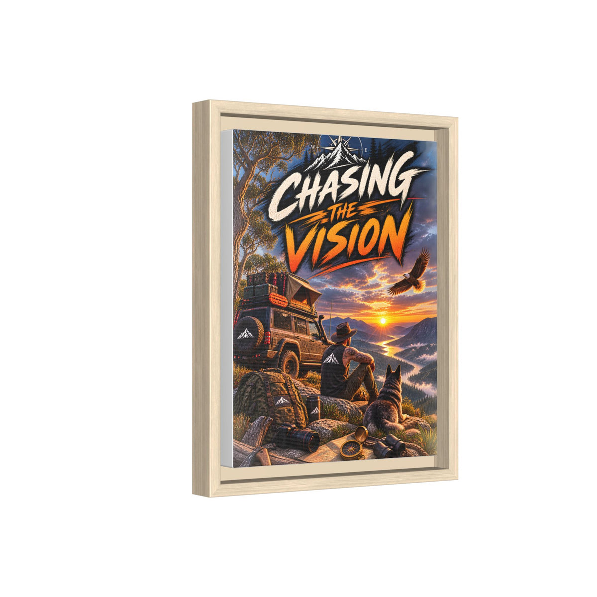 Chasing the Vision Matte Canvas Print (Framed) — Adventure Landscape Wall Art