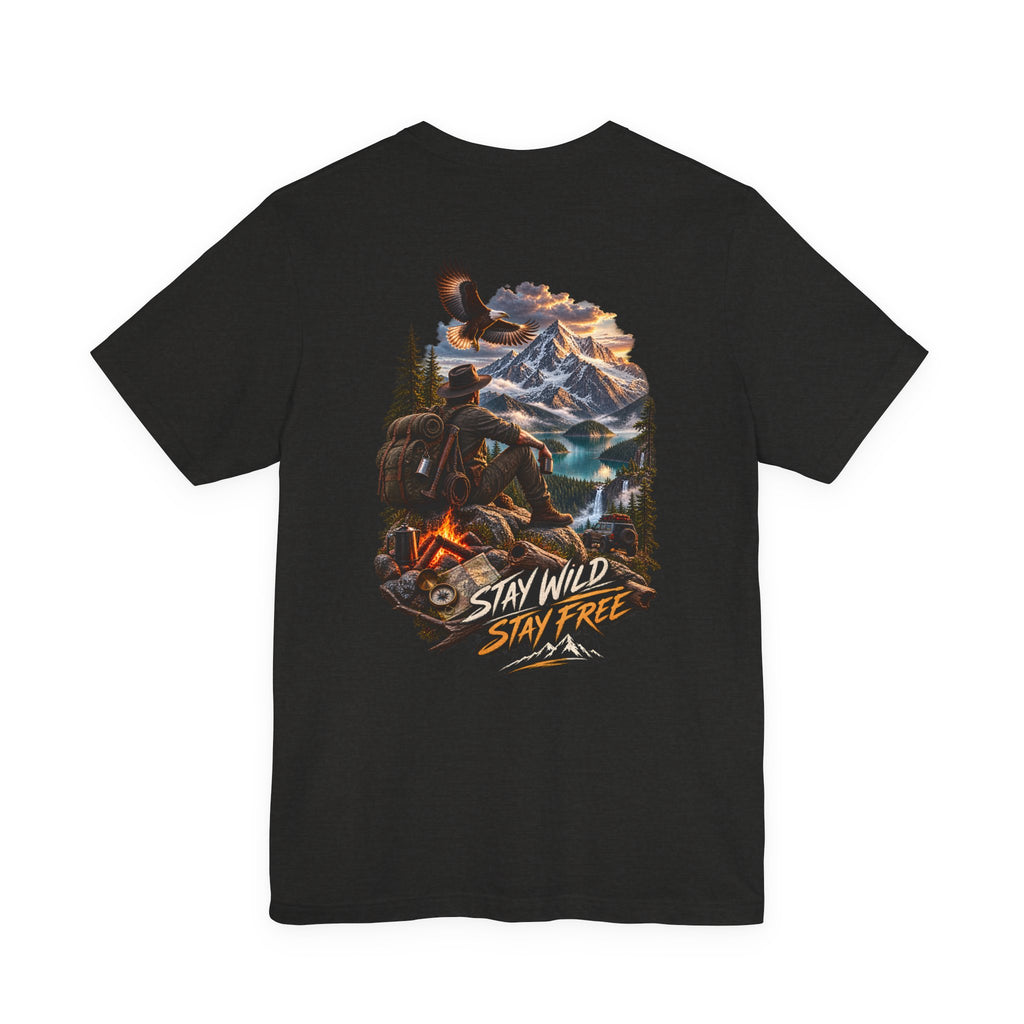 T-shirt montagne « Stay Wild Stay Free » — T-shirt graphique nature et aventure