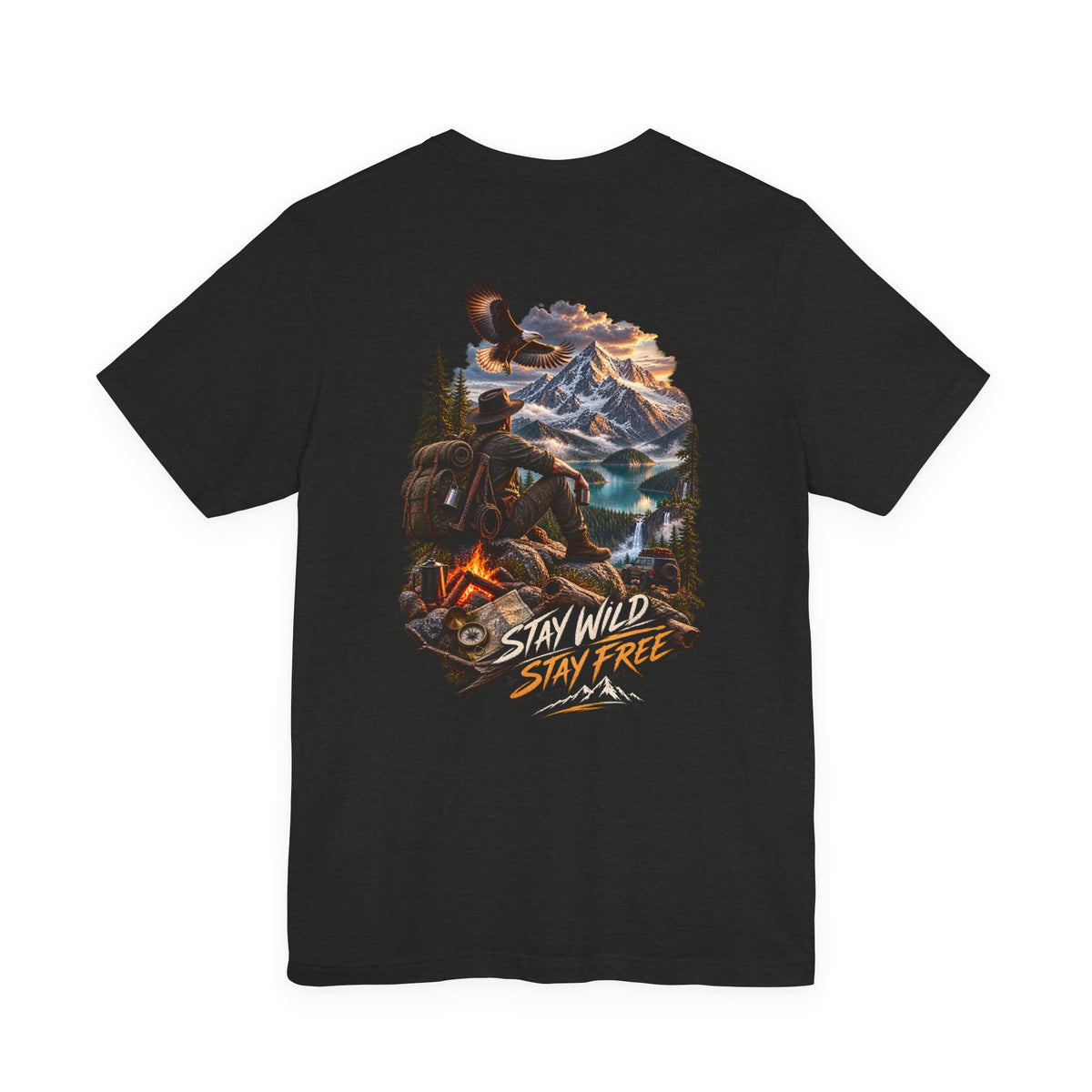 Stay Wild Stay Free Mountain Tee — Adventure Nature Graphic T-Shirt