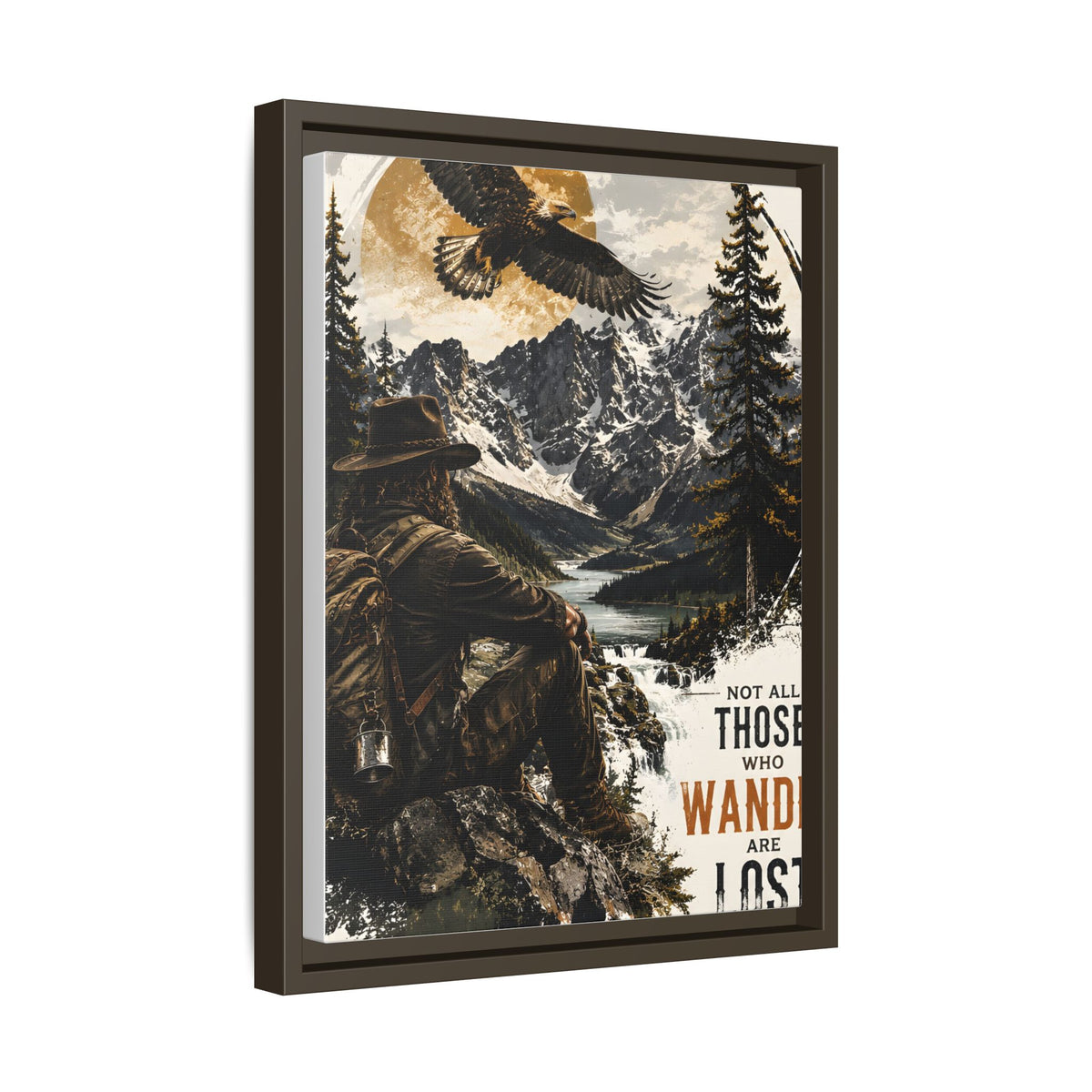 Wander Not Lost Eagle Mountain Canvas Print — Framed Matte Wall Art