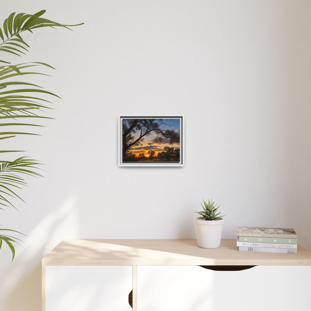 Sunset Silhouette Matte Canvas Print — Framed Landscape Wall Art