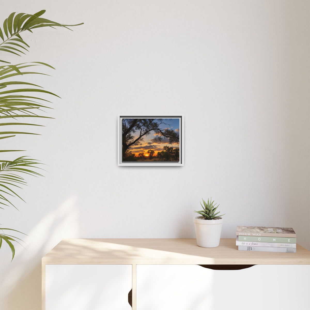 Sunset Silhouette Matte Canvas Print — Framed Landscape Wall Art
