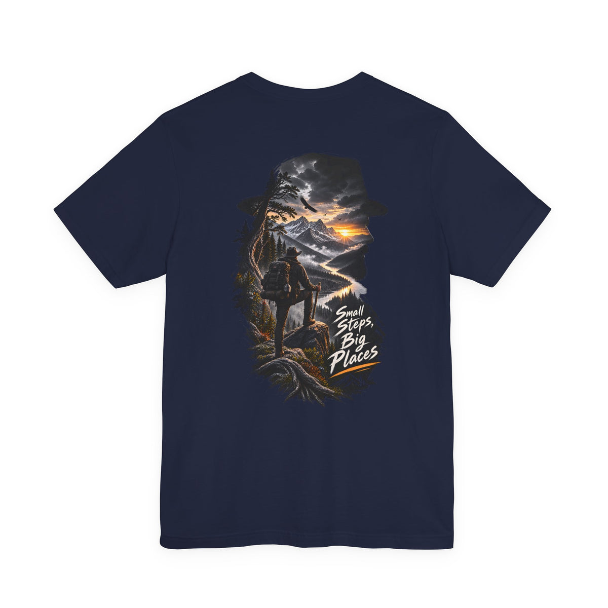 Adventure Hiker Tee — 'Small Steps, Big Places' Mountain Silhouette