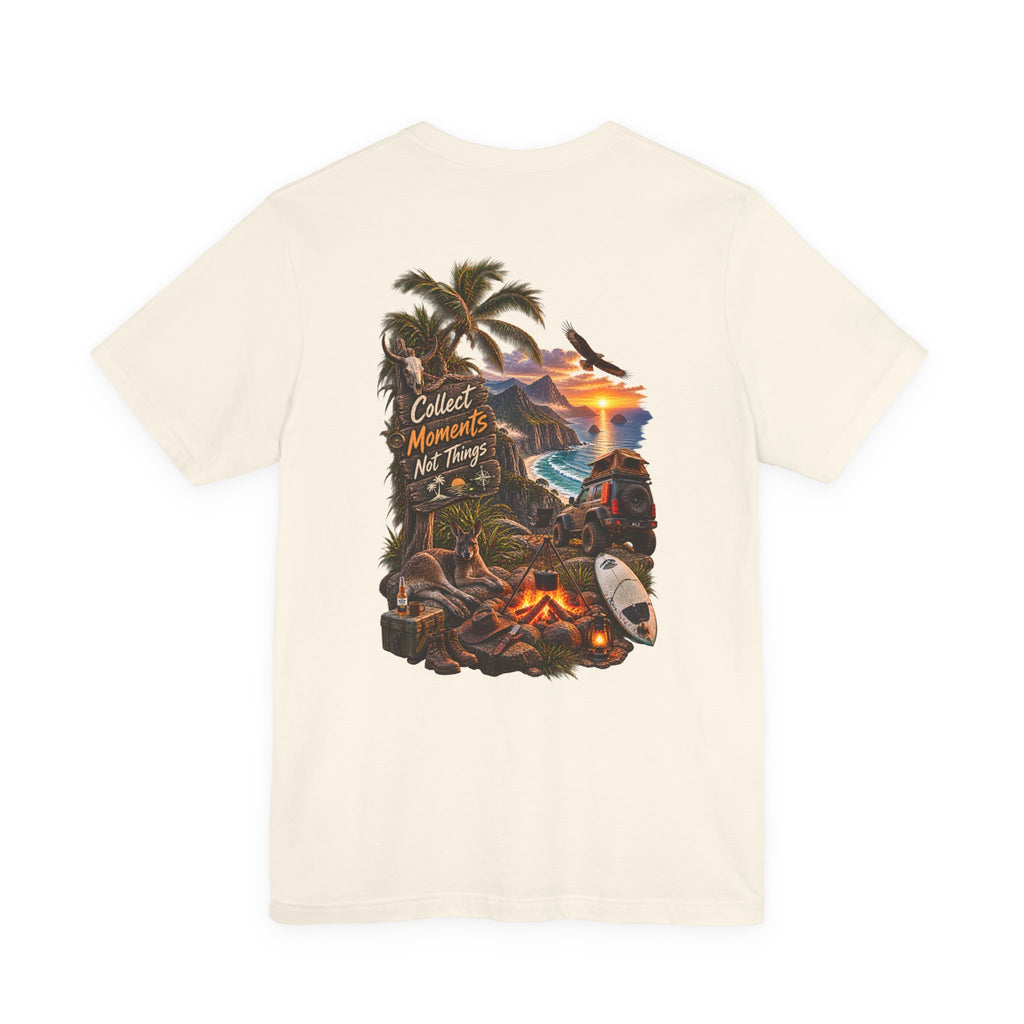 T-shirt de camping tropical « Collectez des moments, pas des objets »