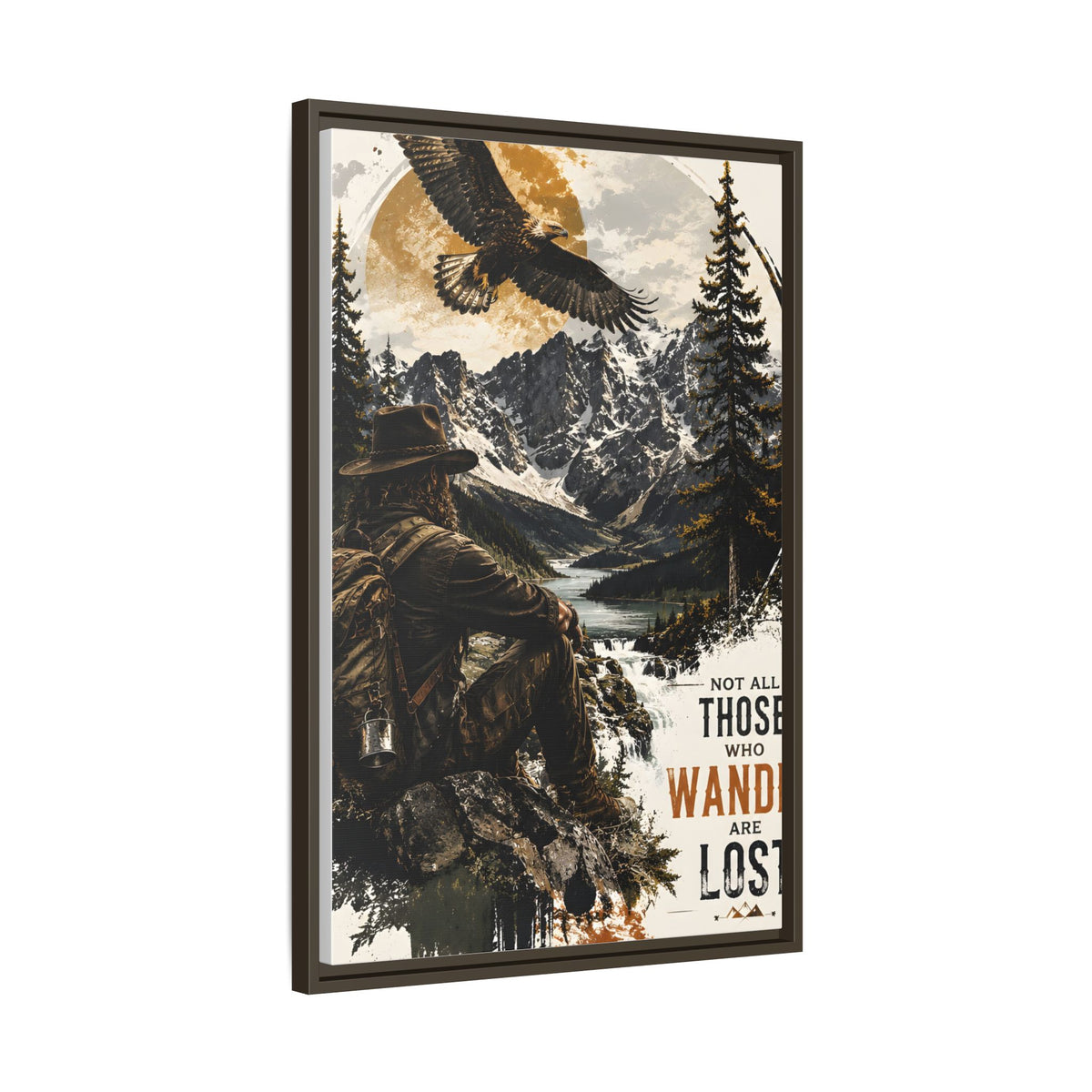 Wander Not Lost Eagle Mountain Canvas Print — Framed Matte Wall Art