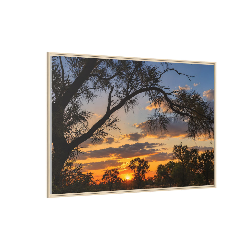 Sunset Silhouette Matte Canvas Print — Framed Landscape Wall Art