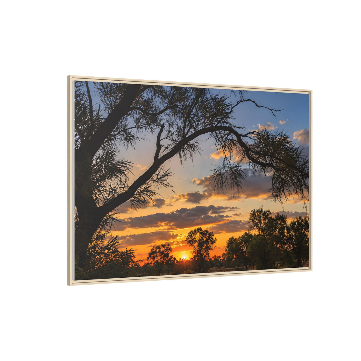 Sunset Silhouette Matte Canvas Print — Framed Landscape Wall Art